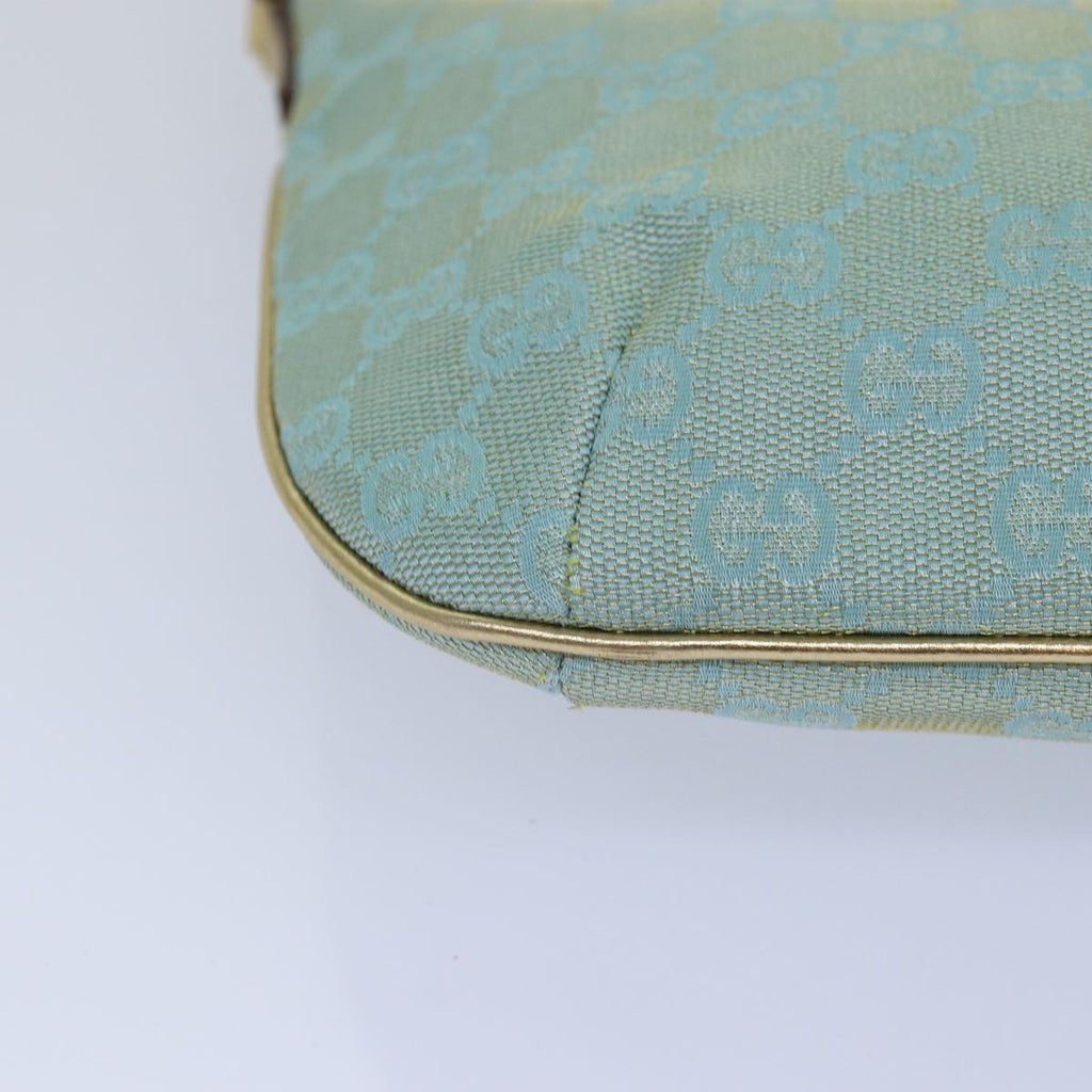 GUCCI GG Canvas Shoulder Bag Light Blue Gold 005 0813 85517