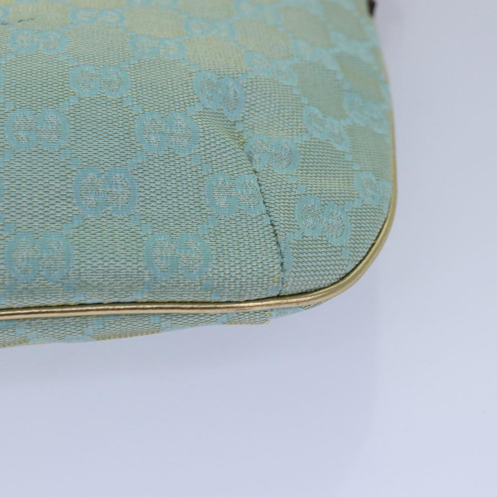 GUCCI GG Canvas Shoulder Bag Light Blue Gold 005 0813 85517
