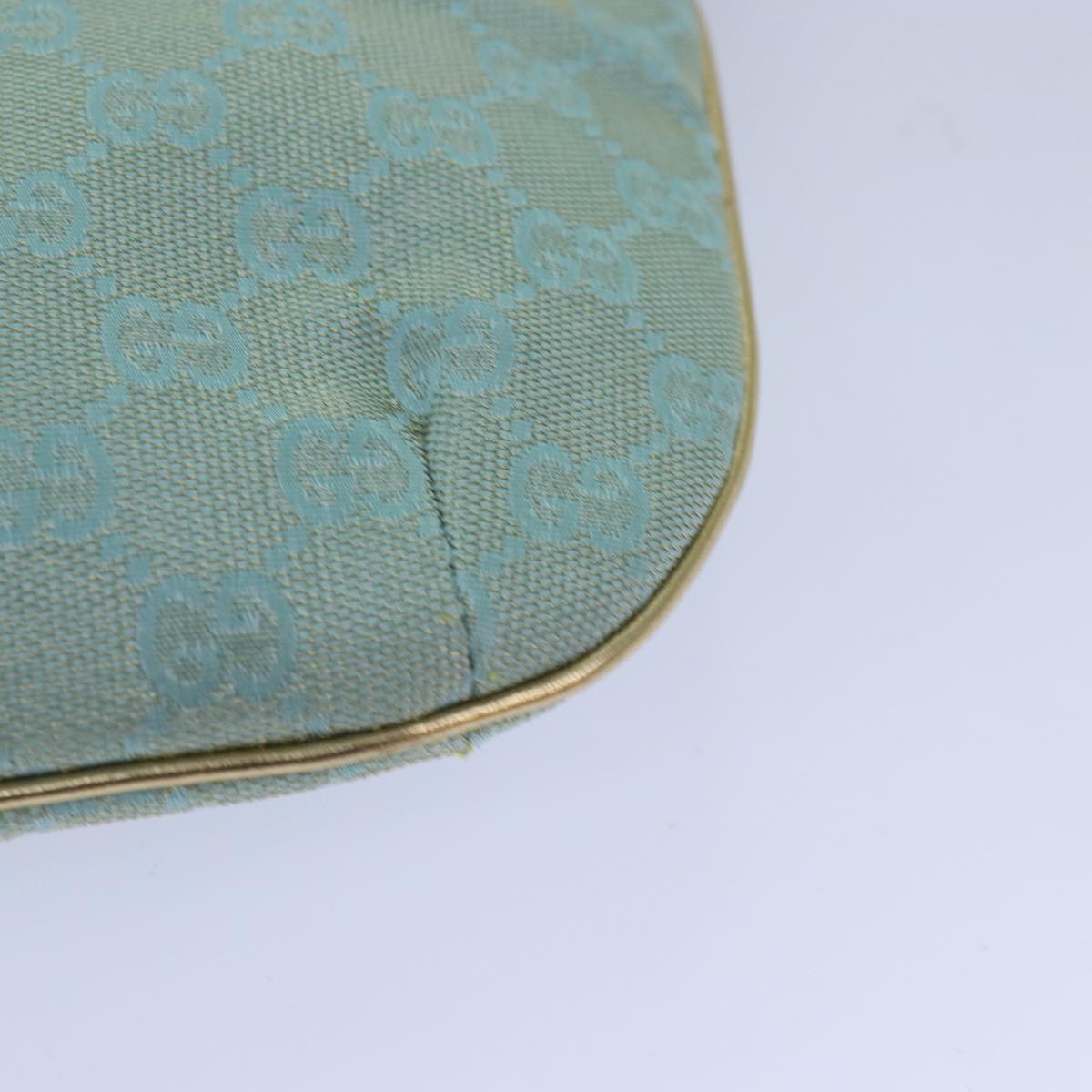 GUCCI GG Canvas Shoulder Bag Light Blue Gold 005 0813 85517
