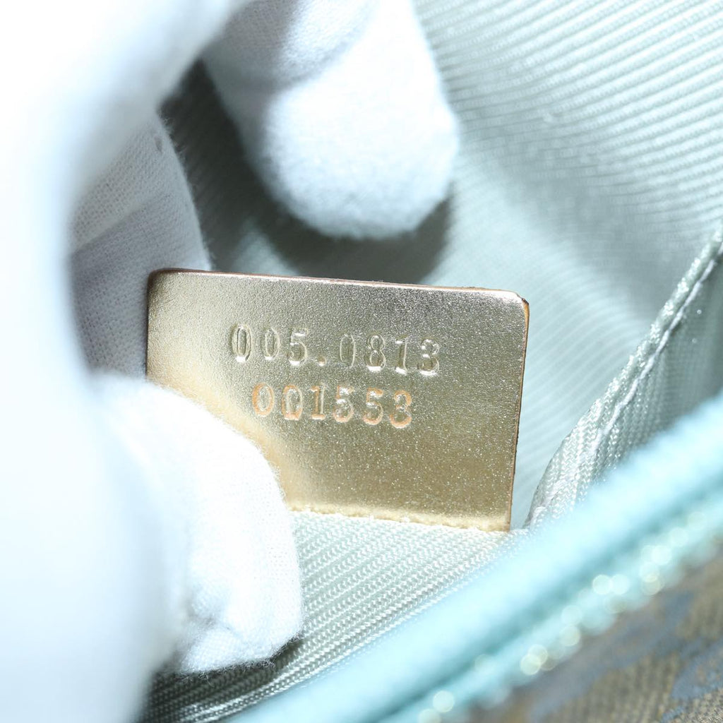 GUCCI GG Canvas Shoulder Bag Light Blue Gold 005 0813 85517