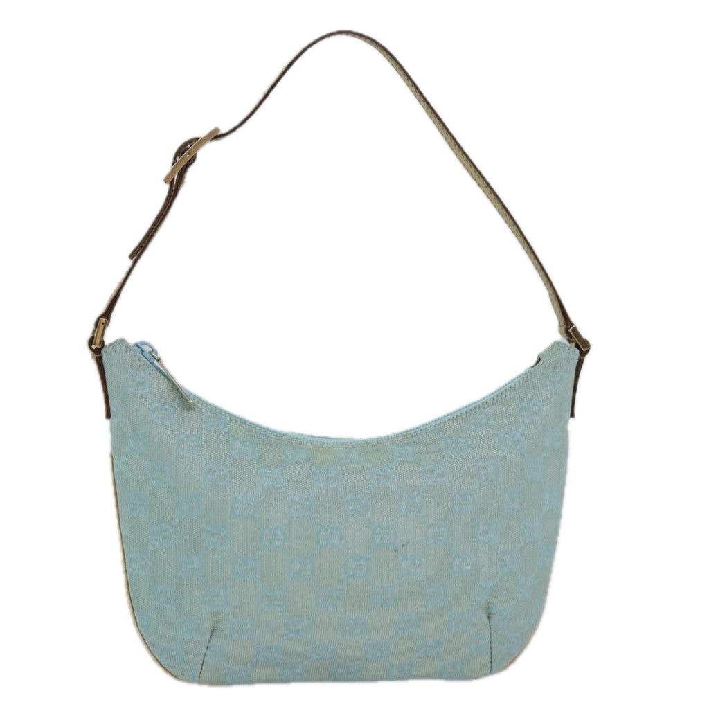 GUCCI GG Canvas Shoulder Bag Light Blue Gold 005 0813 85517