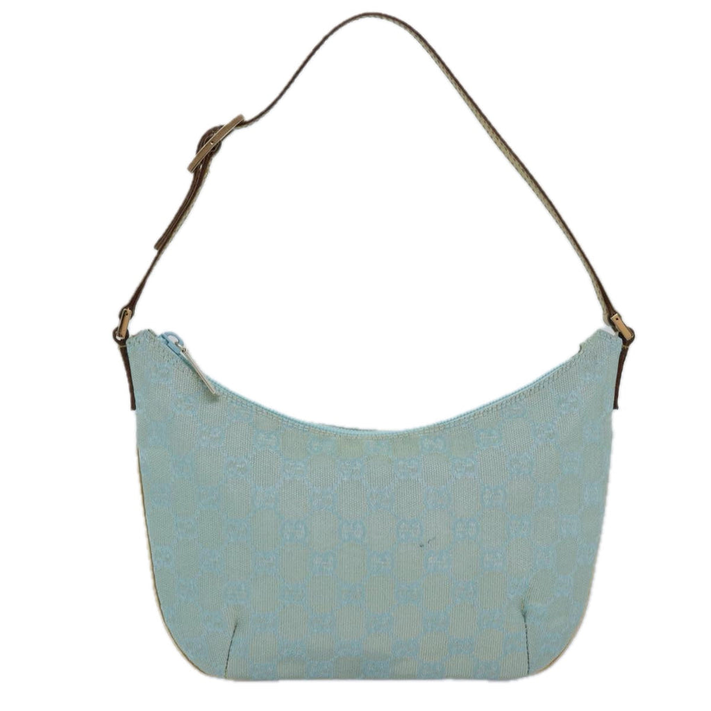 GUCCI GG Canvas Shoulder Bag Light Blue Gold 005 0813 85517