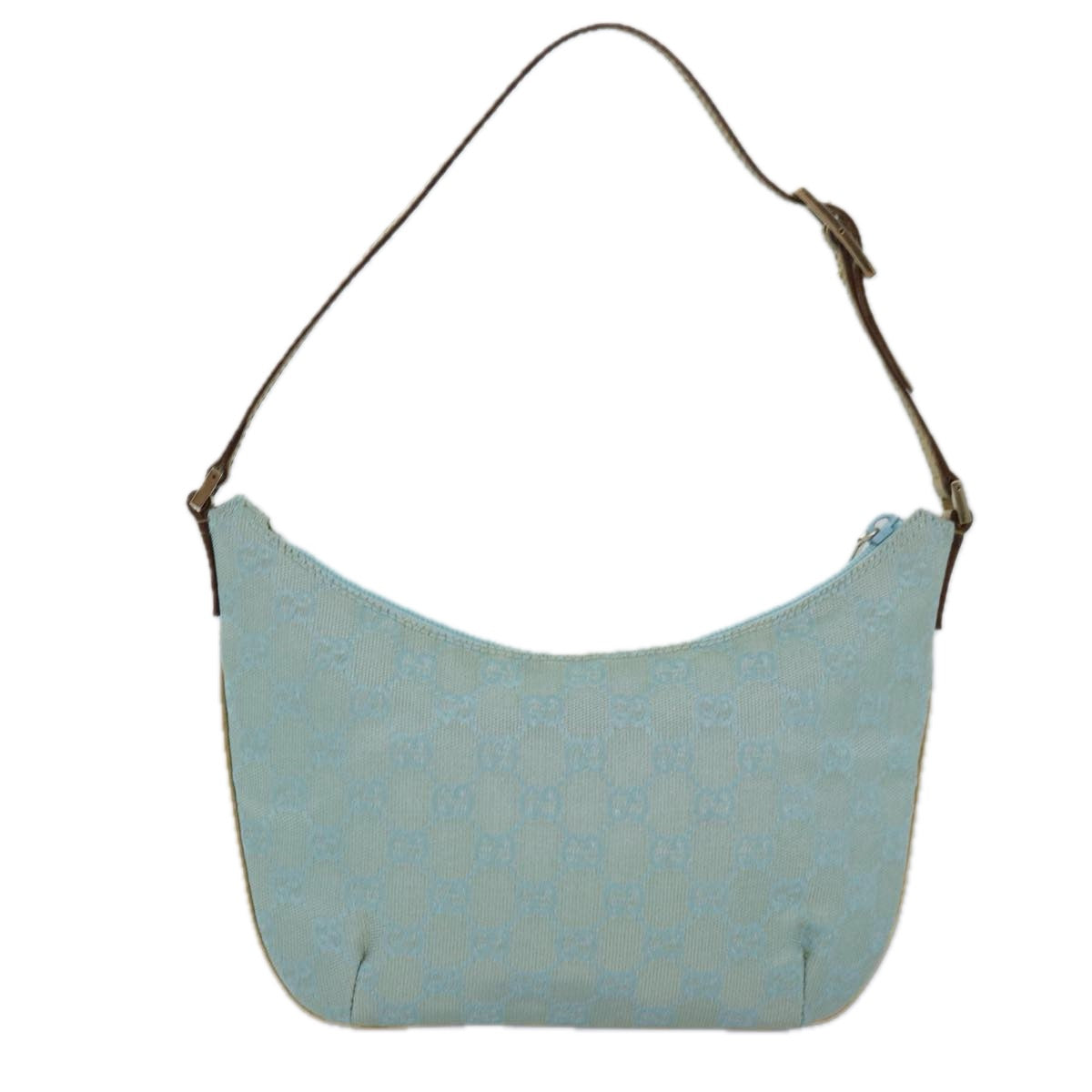 GUCCI GG Canvas Shoulder Bag Light Blue Gold 005 0813 85517