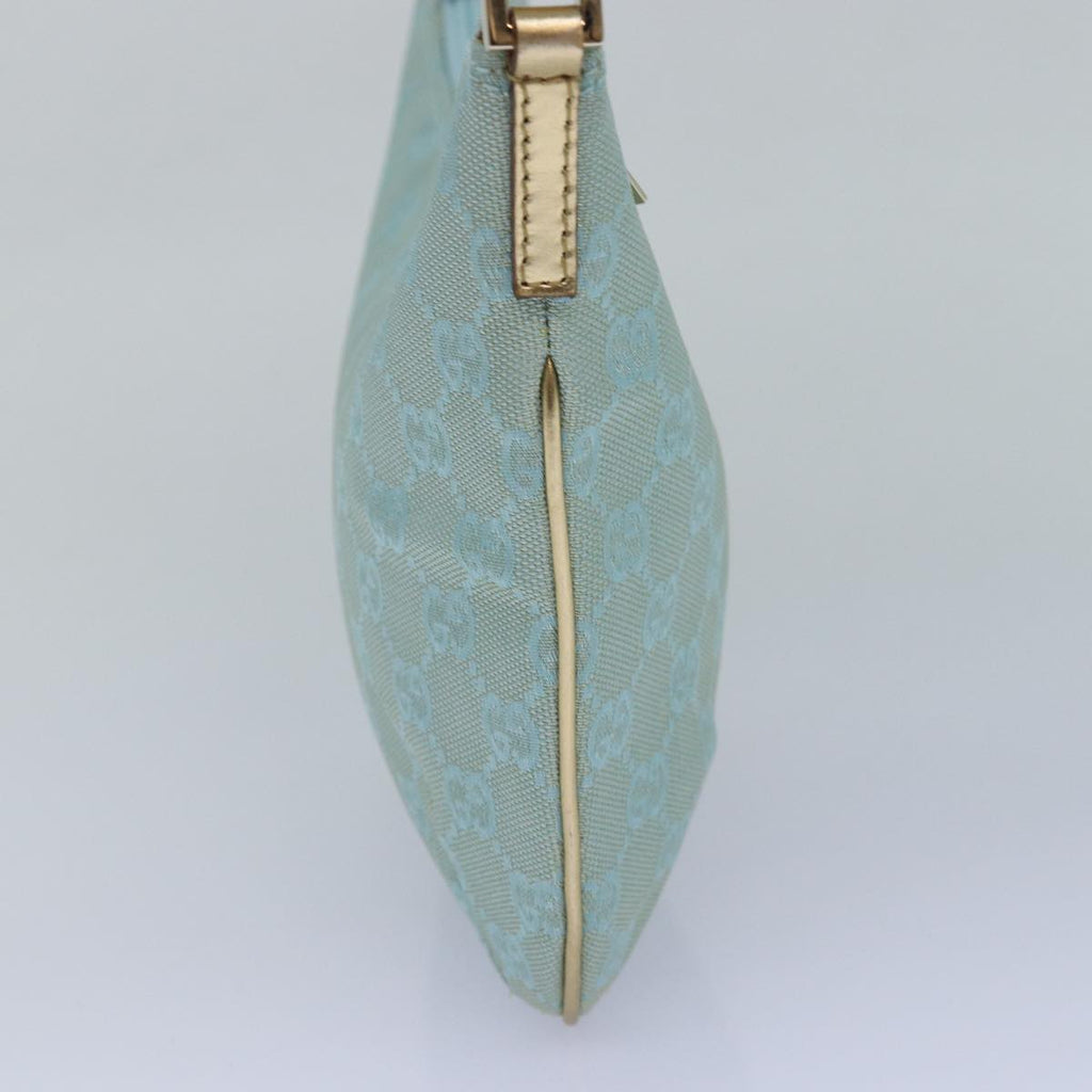GUCCI GG Canvas Shoulder Bag Light Blue Gold 005 0813 85517