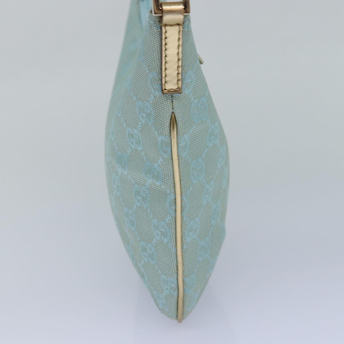 GUCCI GG Canvas Shoulder Bag Light Blue Gold 005 0813 85517