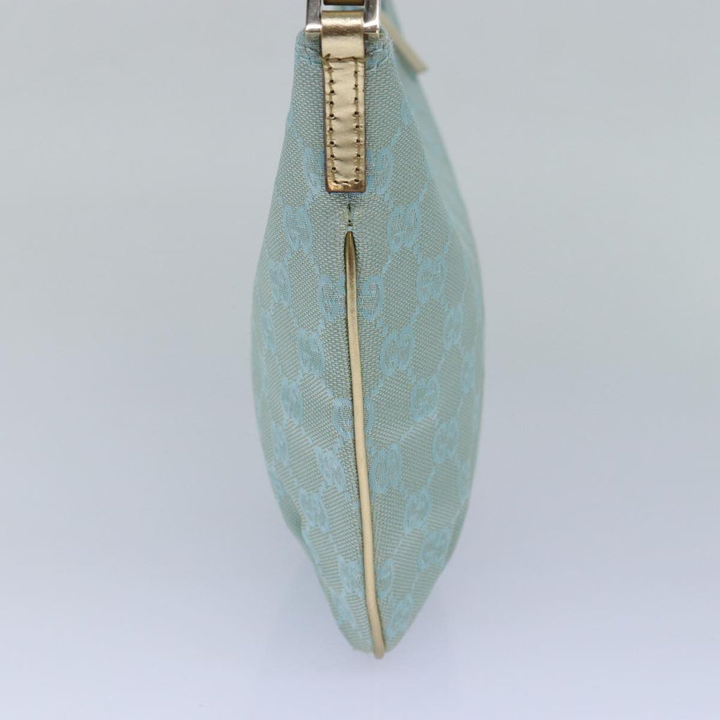 GUCCI GG Canvas Shoulder Bag Light Blue Gold 005 0813 85517