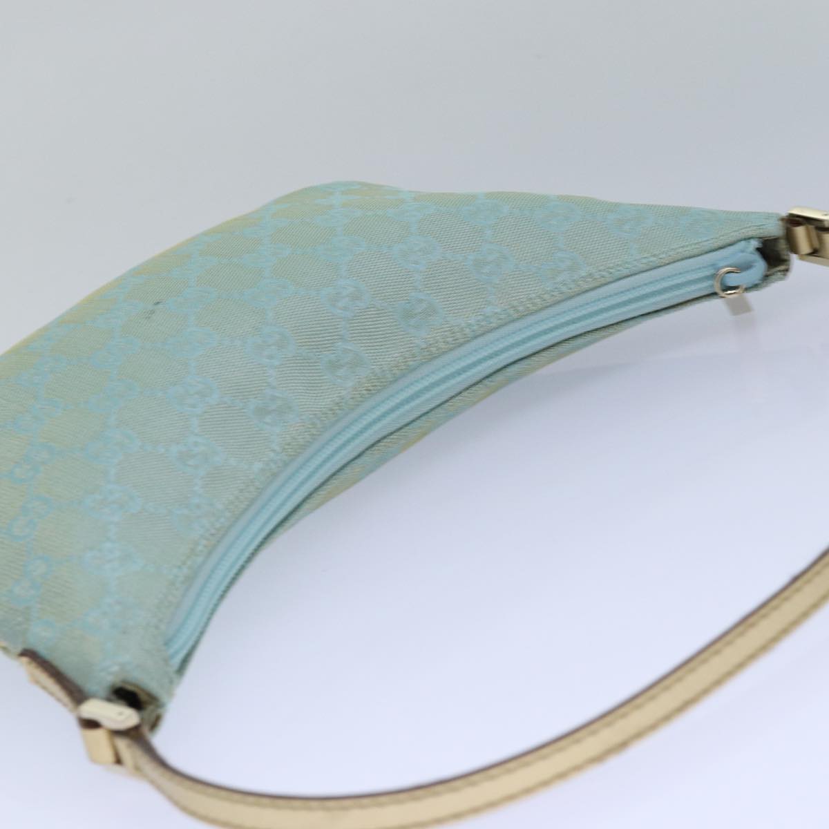 GUCCI GG Canvas Shoulder Bag Light Blue Gold 005 0813 85517