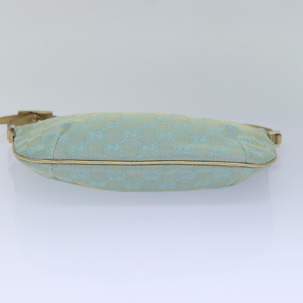 GUCCI GG Canvas Shoulder Bag Light Blue Gold 005 0813 85517