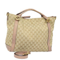 GUCCI GG Canvas Hand Bag 2way Beige Pink gold 323675 85520