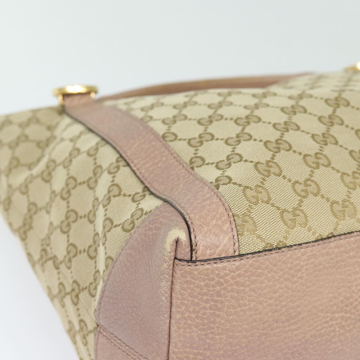 GUCCI GG Canvas Hand Bag 2way Beige Pink gold 323675 85520