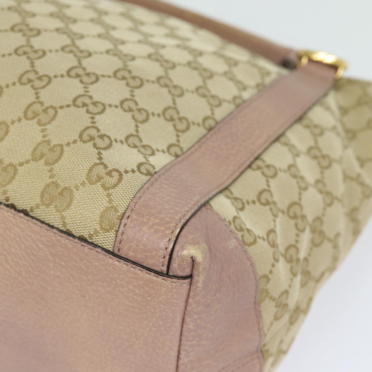 GUCCI GG Canvas Hand Bag 2way Beige Pink gold 323675 85520