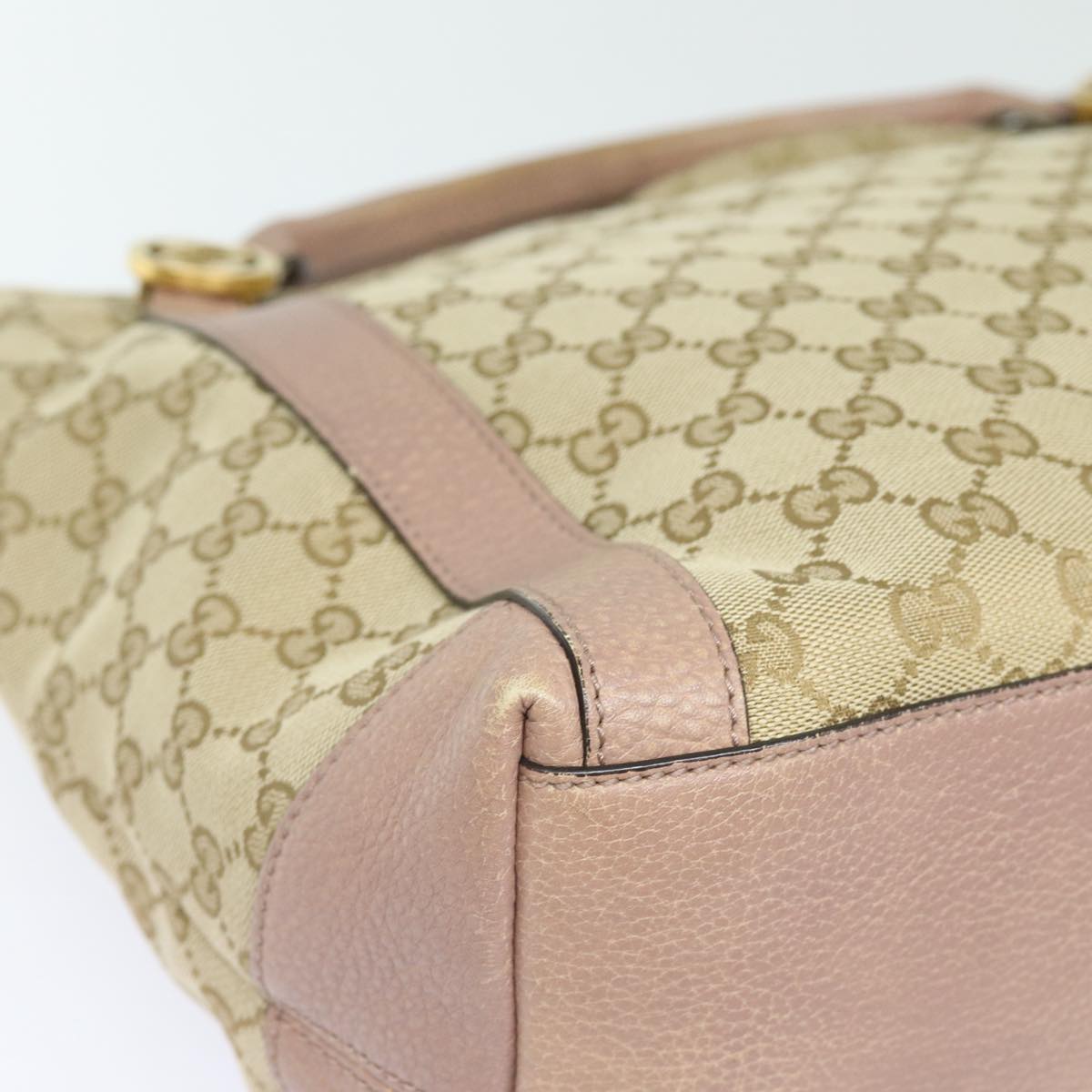 GUCCI GG Canvas Hand Bag 2way Beige Pink gold 323675 85520