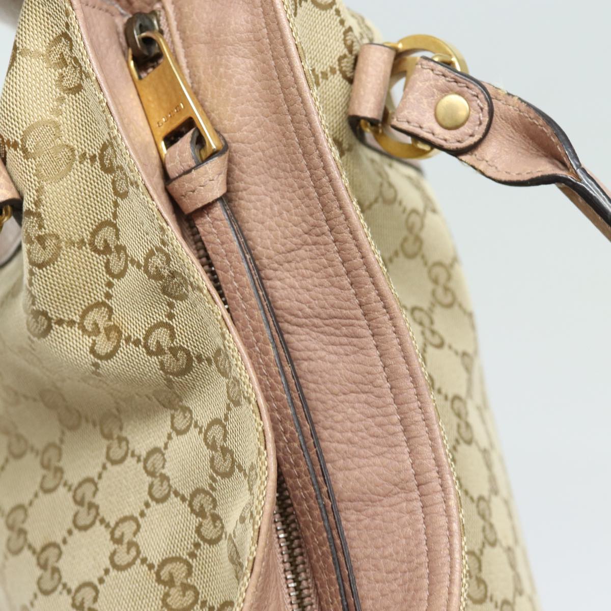 GUCCI GG Canvas Hand Bag 2way Beige Pink gold 323675 85520