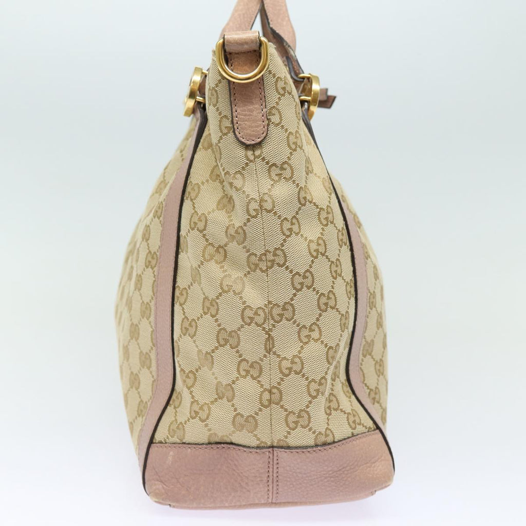 GUCCI GG Canvas Hand Bag 2way Beige Pink gold 323675 85520