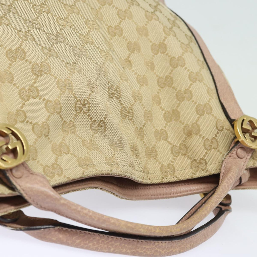 GUCCI GG Canvas Hand Bag 2way Beige Pink gold 323675 85520
