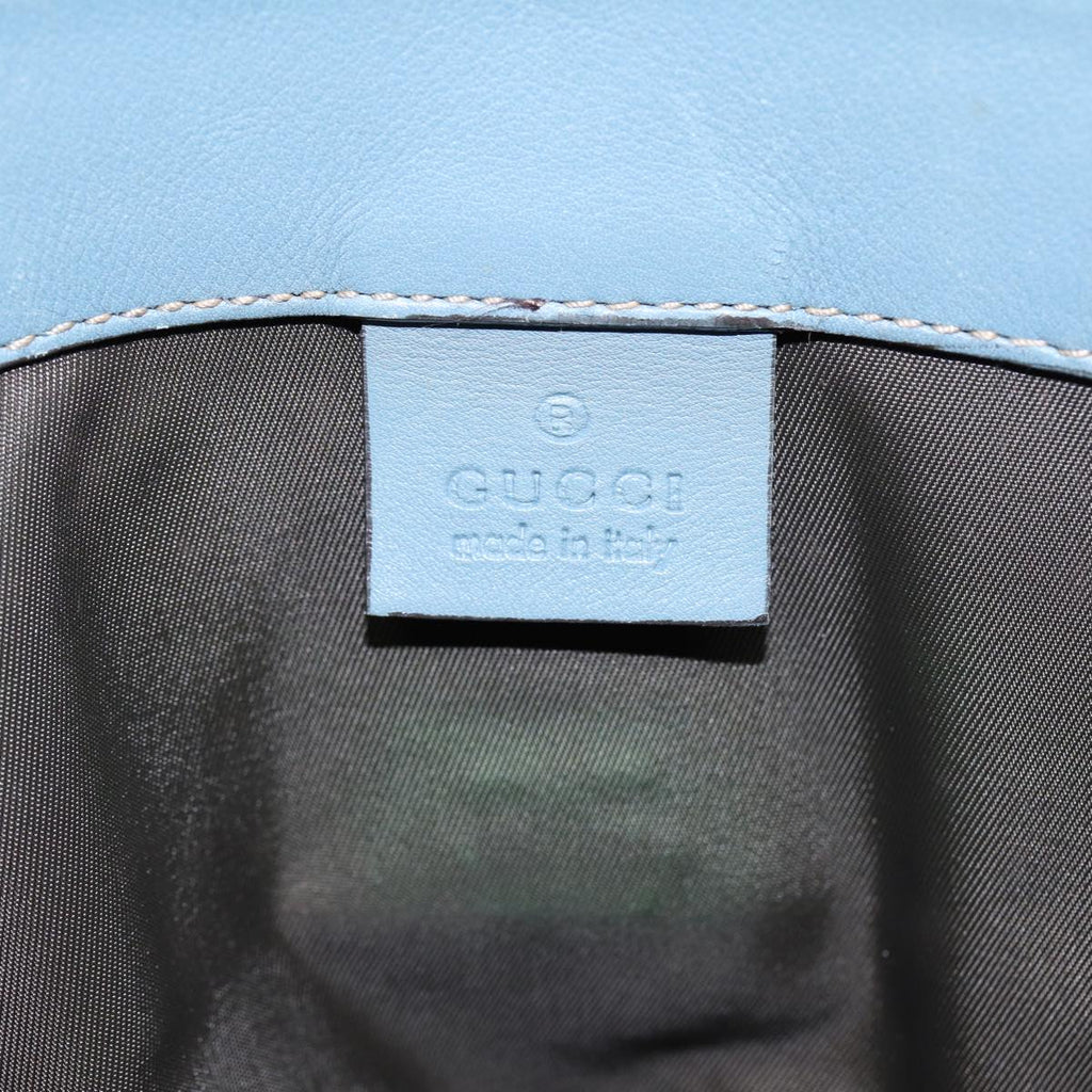 GUCCI GG Canvas Guccissima Tote Bag Nylon Leather Light Blue Silve 85527