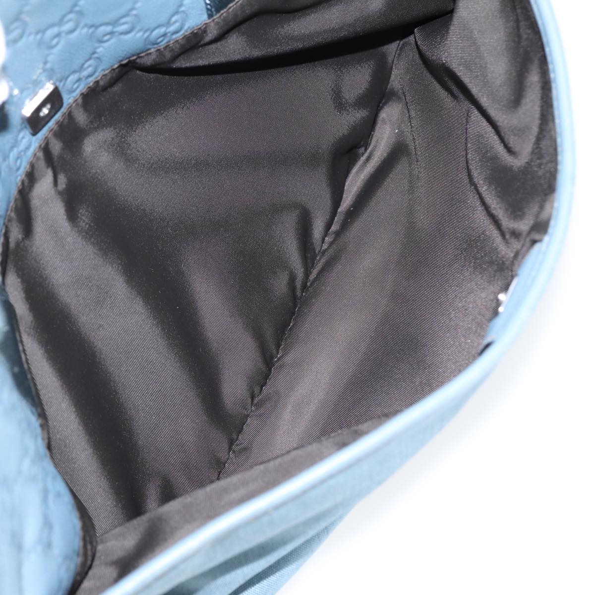 GUCCI GG Canvas Guccissima Tote Bag Nylon Leather Light Blue Silve 85527
