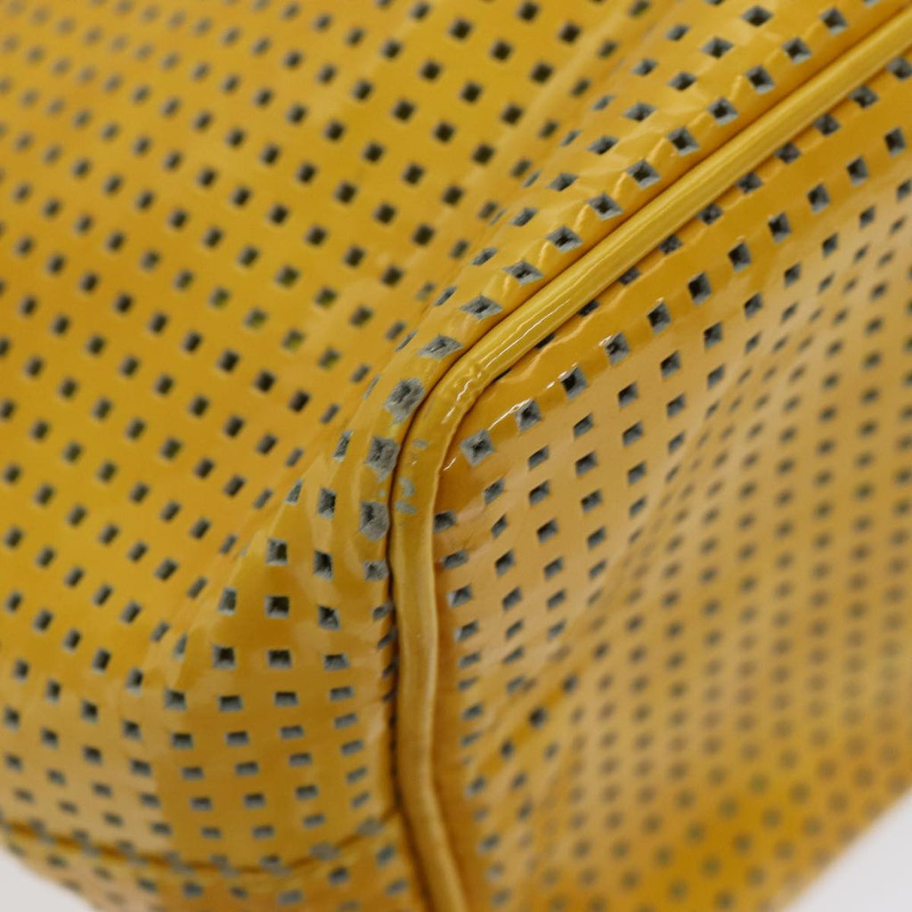 FENDI Hand Bag Enamel Yellow White Silver 85528