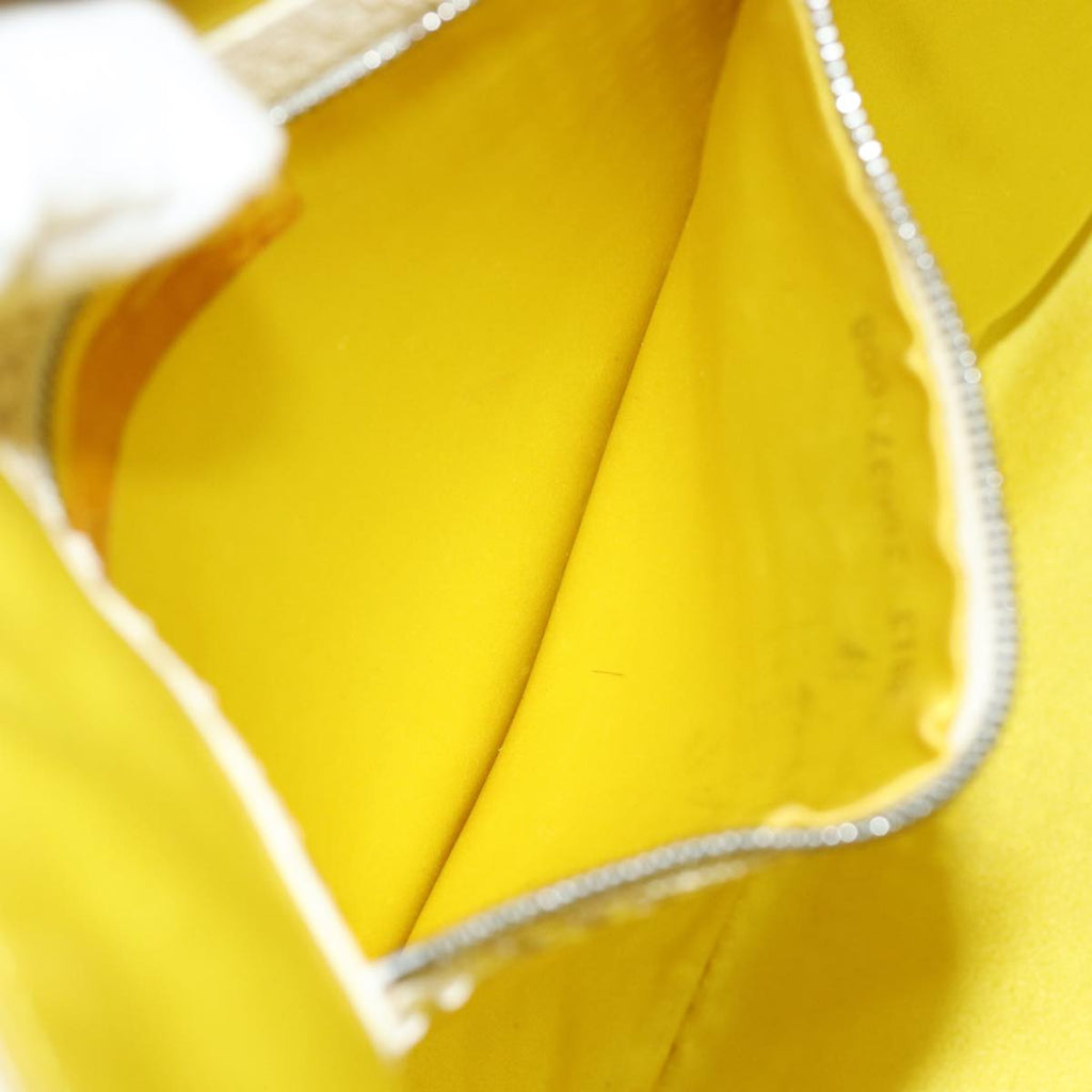 FENDI Hand Bag Enamel Yellow White Silver 85528