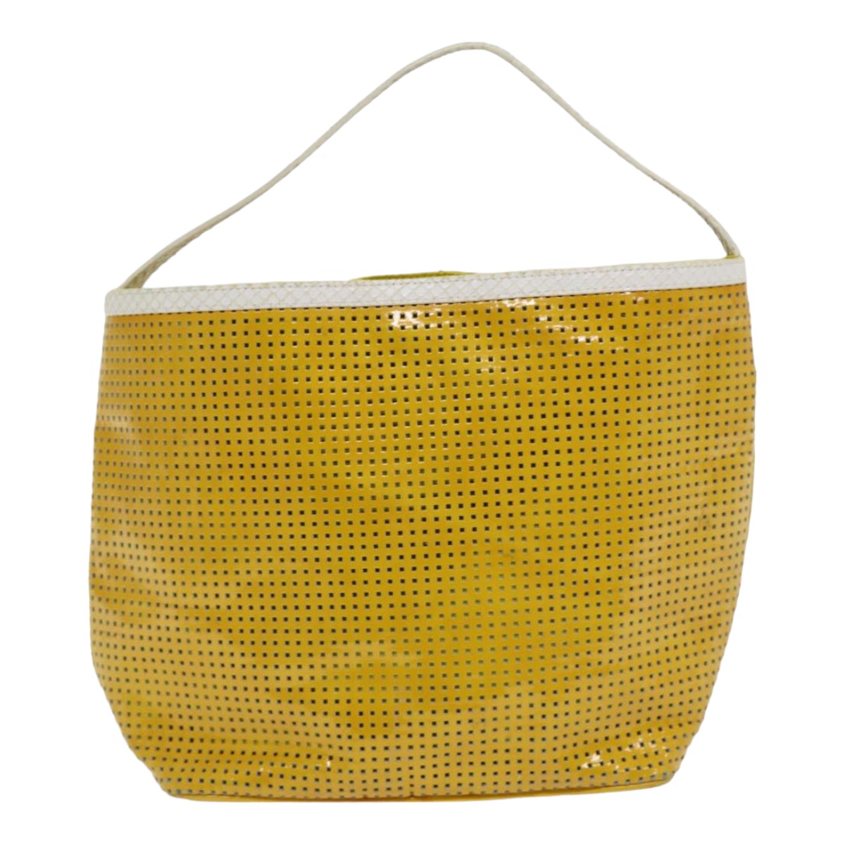 FENDI Hand Bag Enamel Yellow White Silver 85528