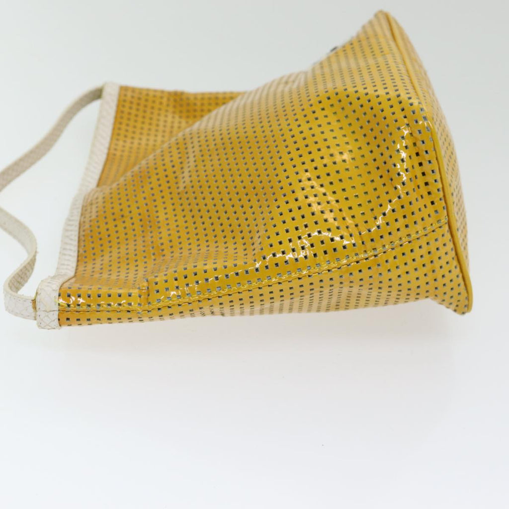 FENDI Hand Bag Enamel Yellow White Silver 85528