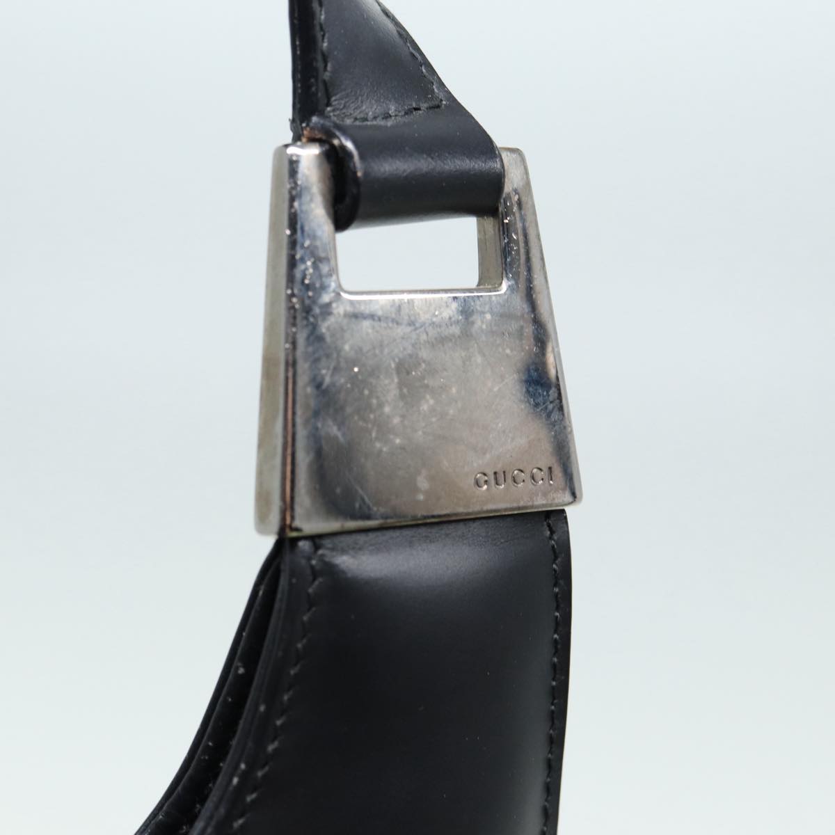 GUCCI Hand Bag Leather Black Silver 001 3010 85529