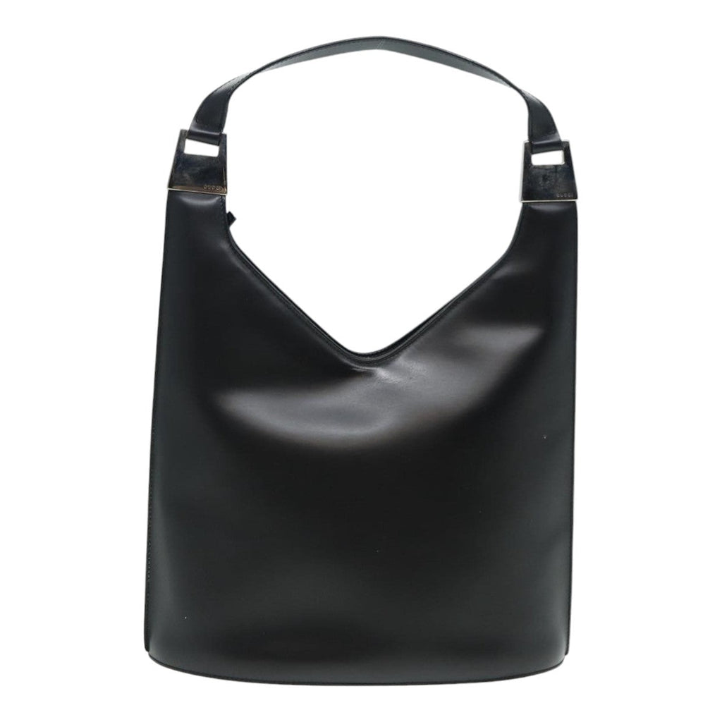 GUCCI Hand Bag Leather Black Silver 001 3010 85529