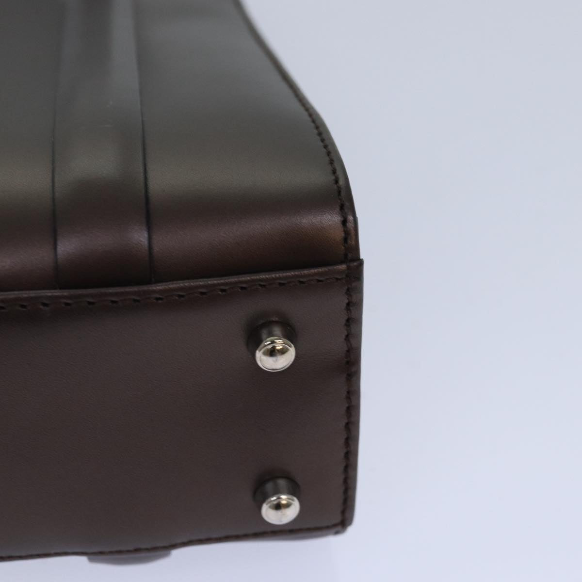 GUCCI Hand Bag Leather Brown Silver 007 2046 0268 85533