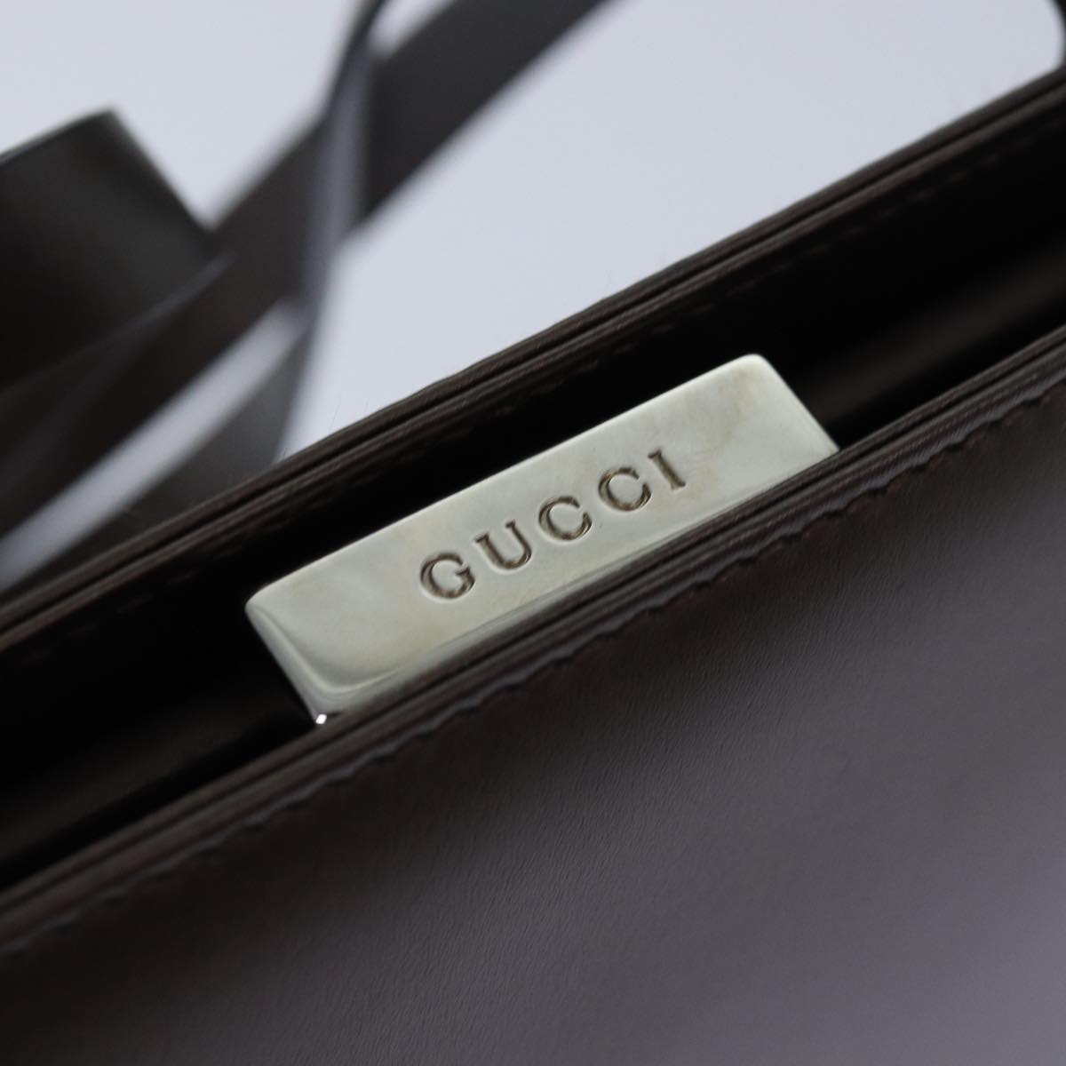 GUCCI Hand Bag Leather Brown Silver 007 2046 0268 85533