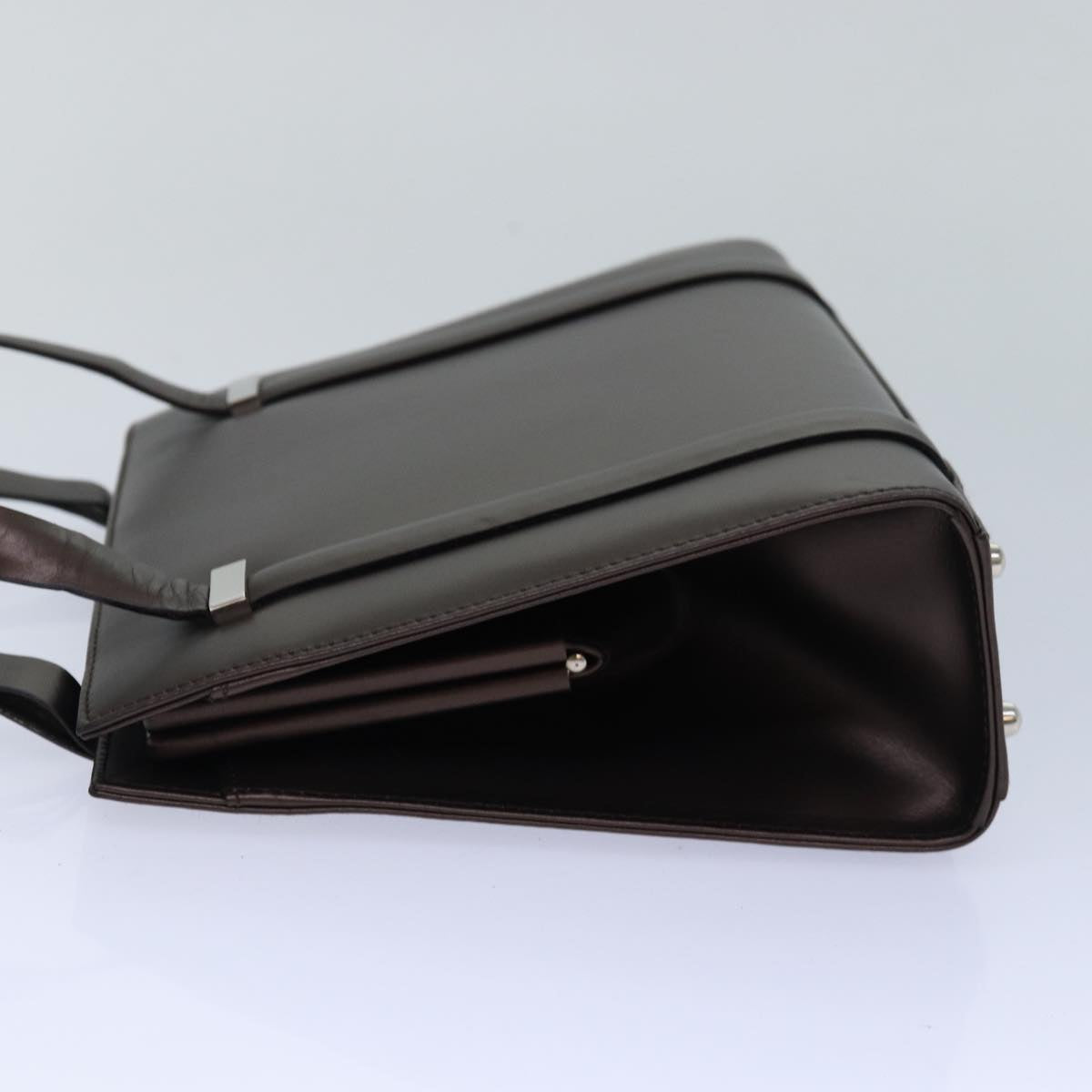 GUCCI Hand Bag Leather Brown Silver 007 2046 0268 85533