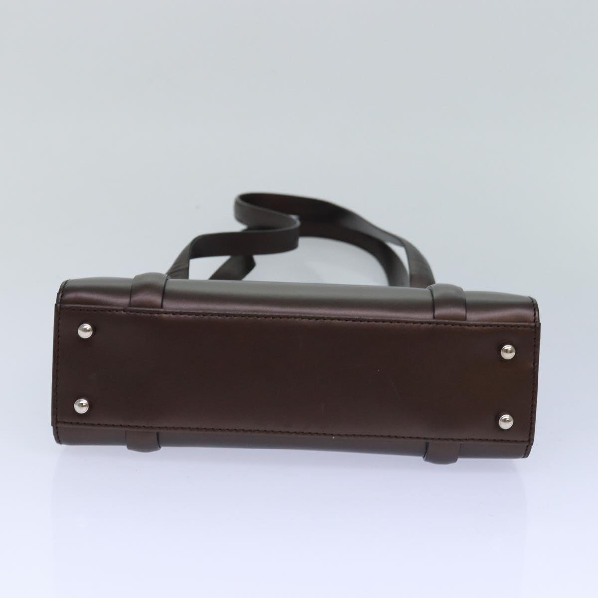 GUCCI Hand Bag Leather Brown Silver 007 2046 0268 85533