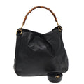 GUCCI Bamboo Hand Bag Leather Black 001 3754 1577 85536
