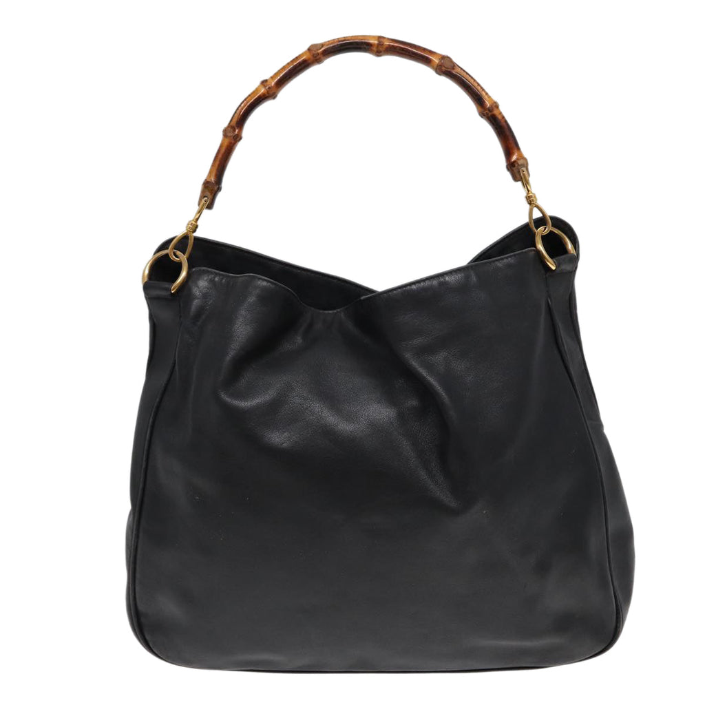 GUCCI Bamboo Hand Bag Leather Black 001 3754 1577 85536