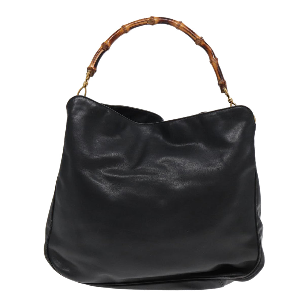 GUCCI Bamboo Hand Bag Leather Black 001 3754 1577 85536