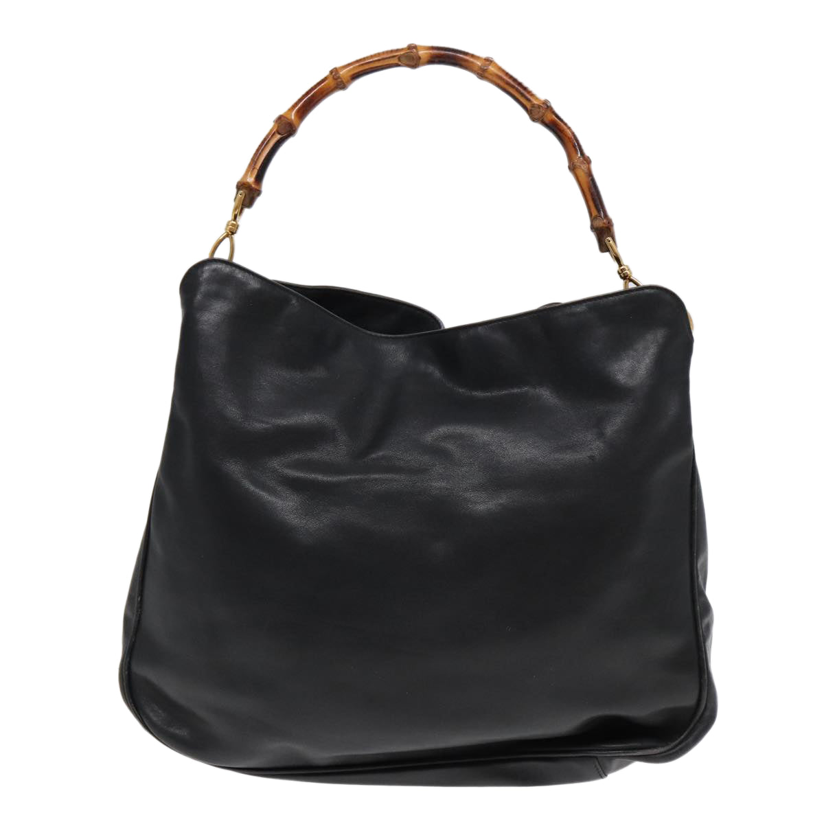 GUCCI Bamboo Hand Bag Leather Black 001 3754 1577 85536