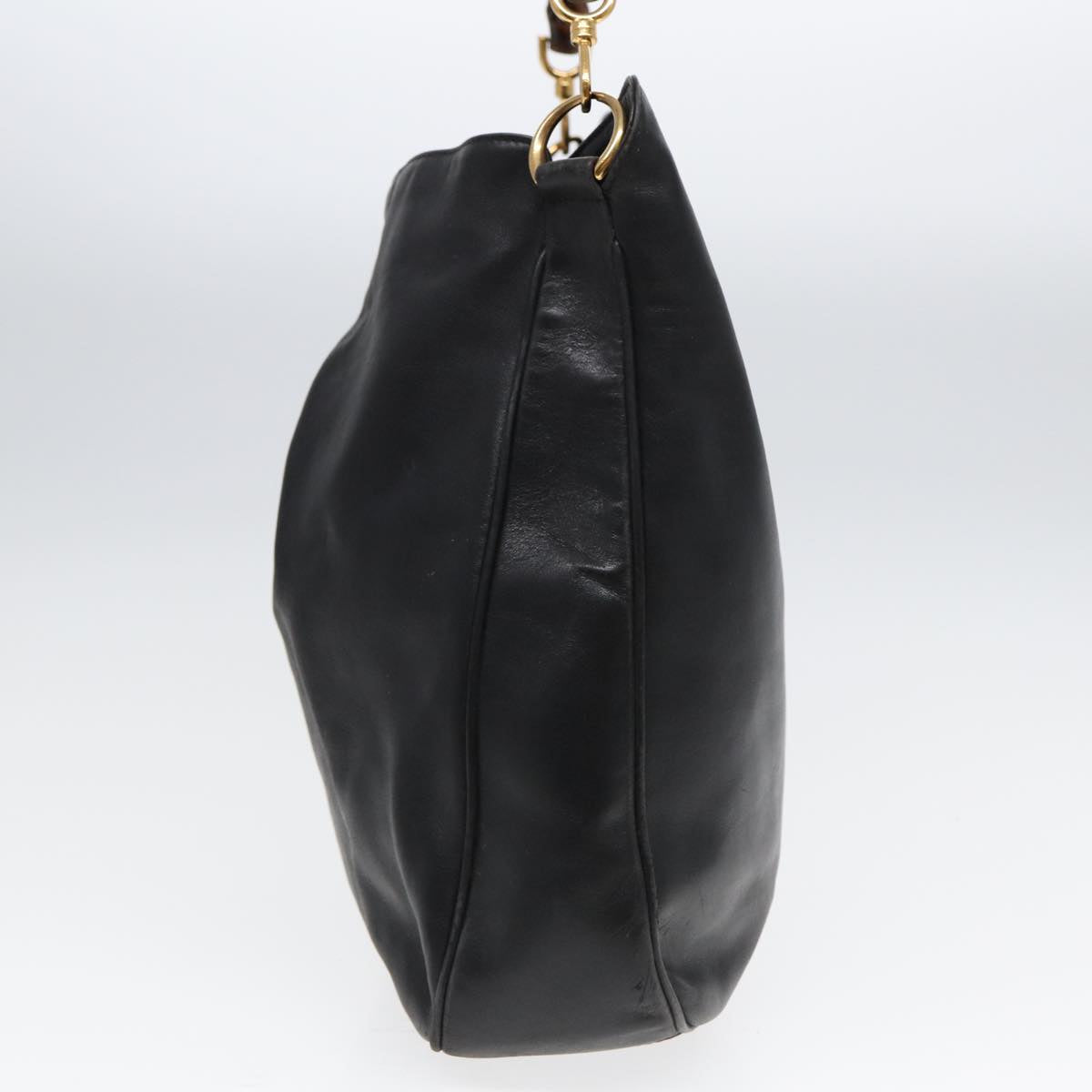 GUCCI Bamboo Hand Bag Leather Black 001 3754 1577 85536