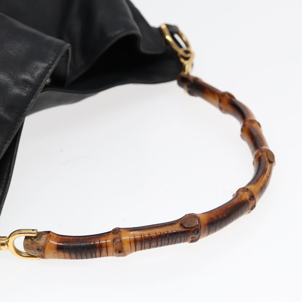 GUCCI Bamboo Hand Bag Leather Black 001 3754 1577 85536