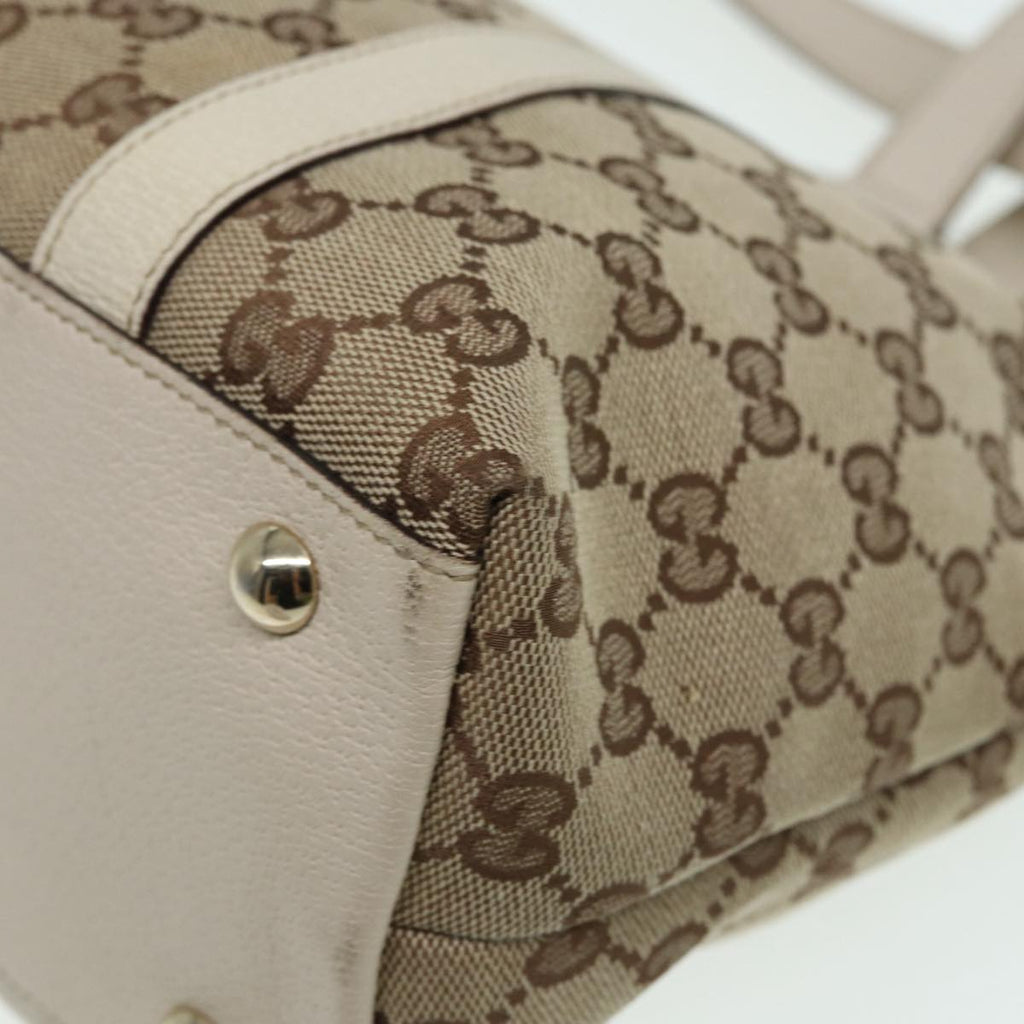 GUCCI GG Canvas Hand Bag Beige White gold 141470 85544