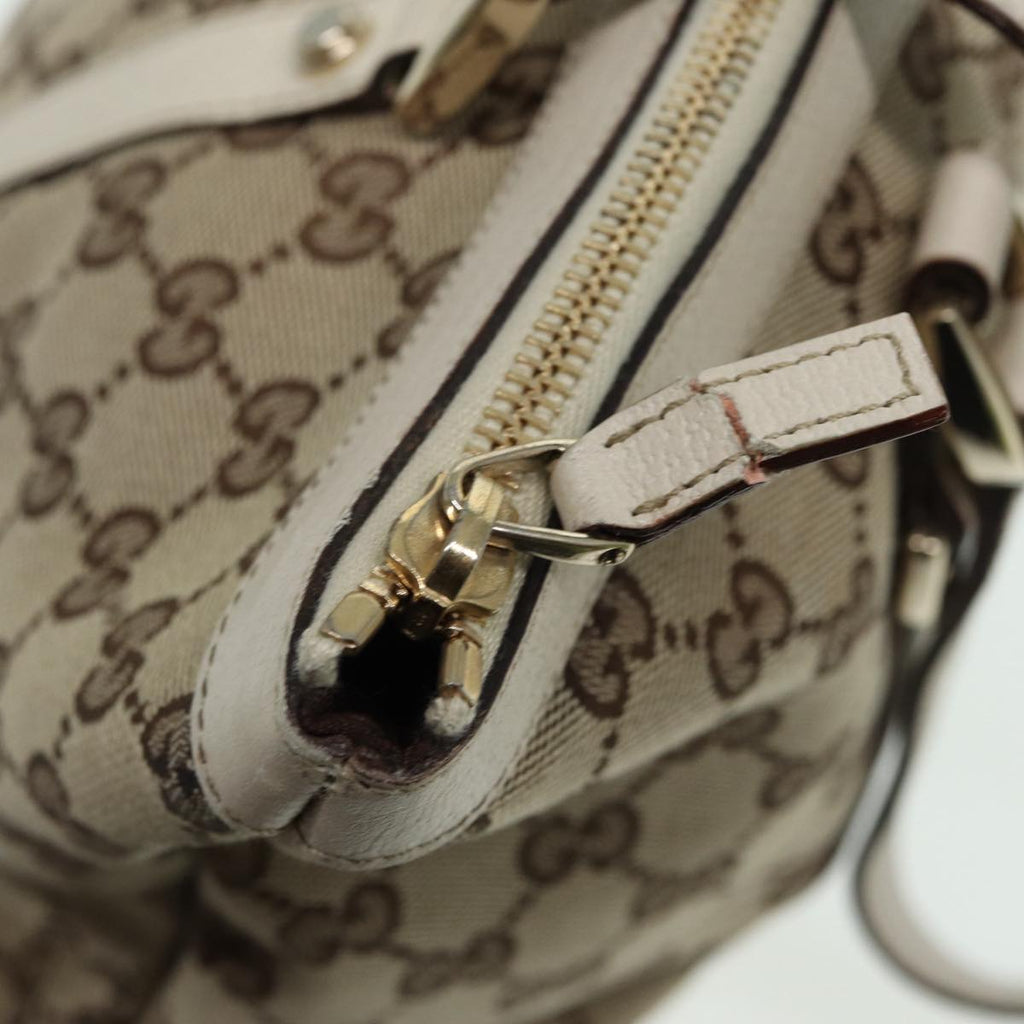GUCCI GG Canvas Hand Bag Beige White gold 141470 85544