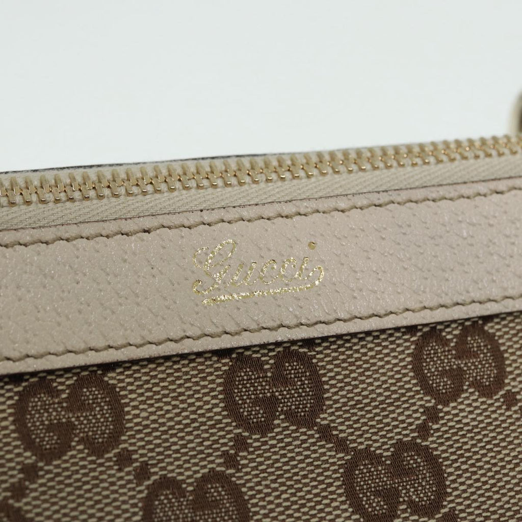 GUCCI GG Canvas Hand Bag Beige White gold 141470 85544