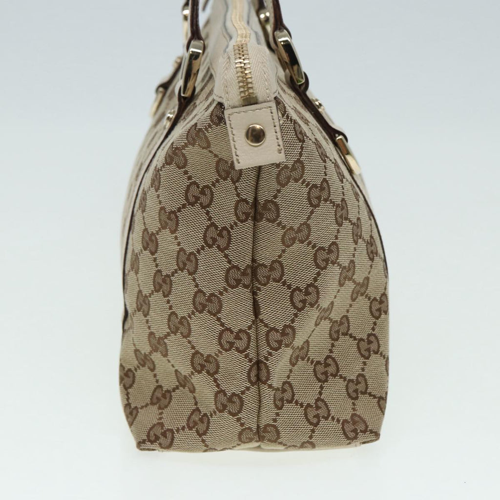 GUCCI GG Canvas Hand Bag Beige White gold 141470 85544