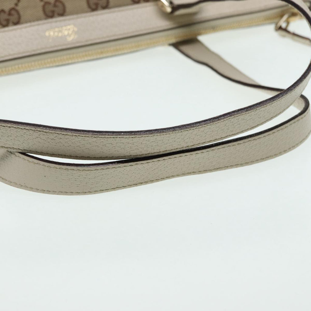 GUCCI GG Canvas Hand Bag Beige White gold 141470 85544