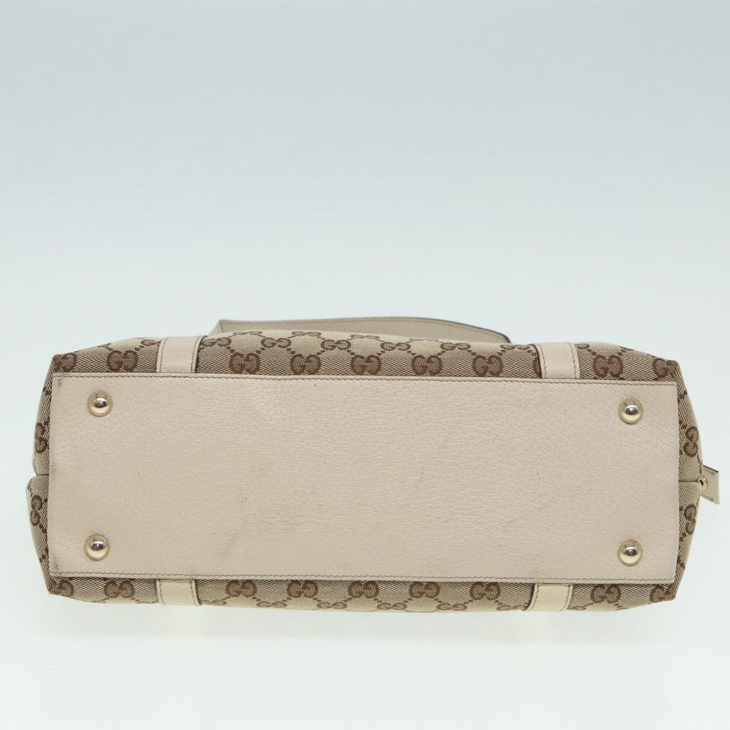 GUCCI GG Canvas Hand Bag Beige White gold 141470 85544