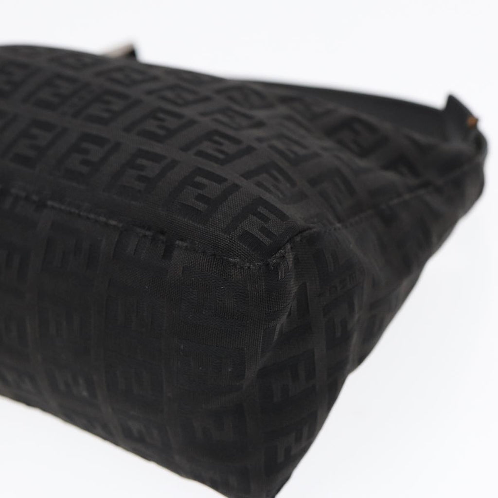 FENDI Zucchino Canvas Hand Pouch Black Silver 85554