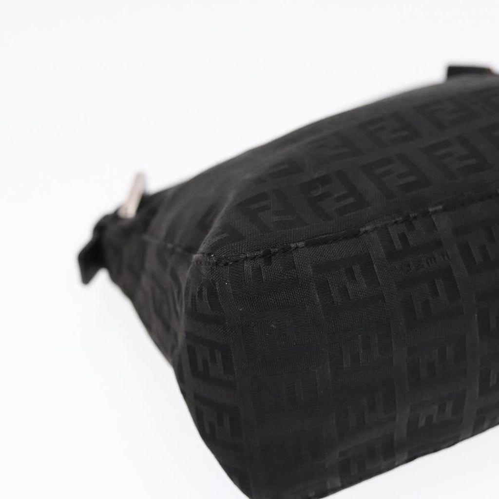 FENDI Zucchino Canvas Hand Pouch Black Silver 85554