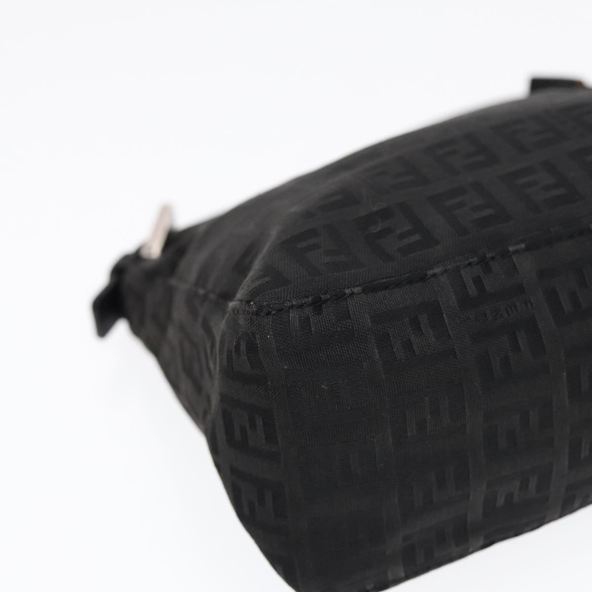 FENDI Zucchino Canvas Hand Pouch Black Silver 85554