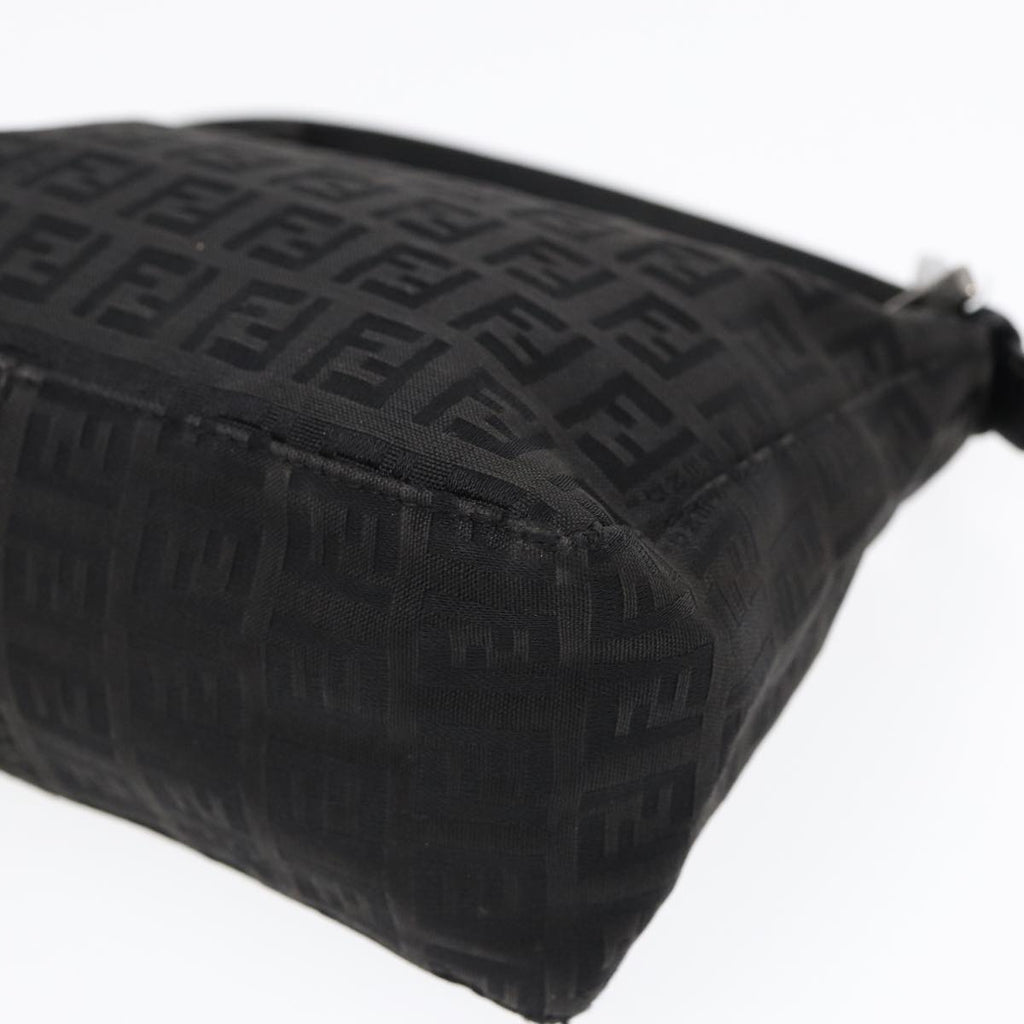 FENDI Zucchino Canvas Hand Pouch Black Silver 85554