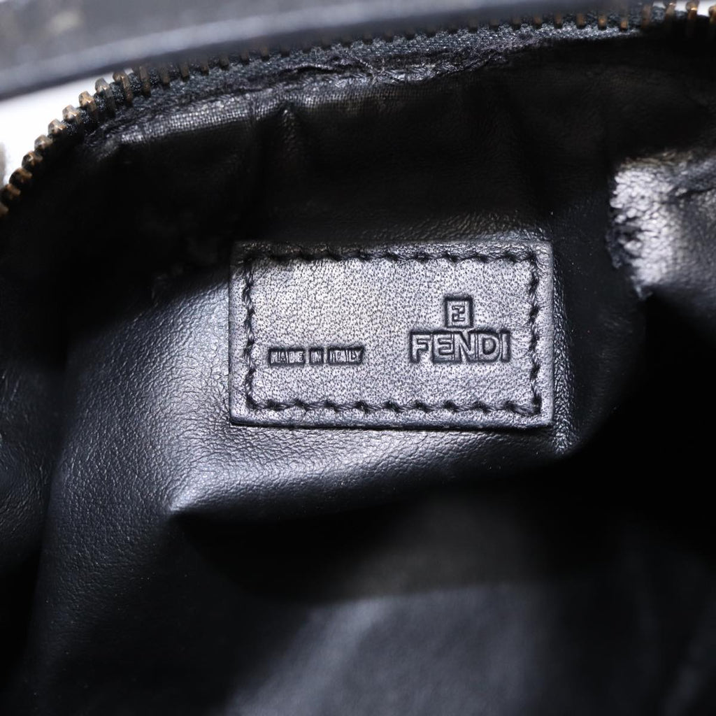 FENDI Zucchino Canvas Hand Pouch Black Silver 85554