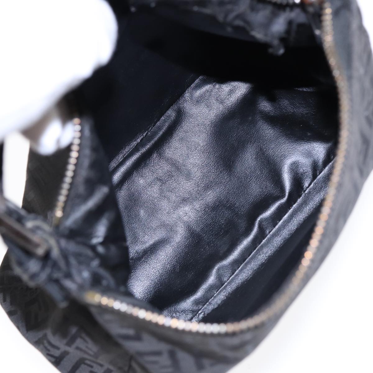 FENDI Zucchino Canvas Hand Pouch Black Silver 85554