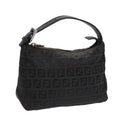 FENDI Zucchino Canvas Hand Pouch Black Silver 85554